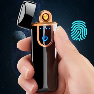 USB rechargeable lighter ​​fingerprint Double-sided windproof coil ultra-thin lighter