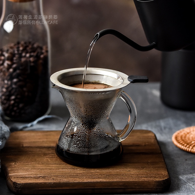 Clear Glass Pot Direct Fire Heating Hand Brewed Coffee Set VShaped