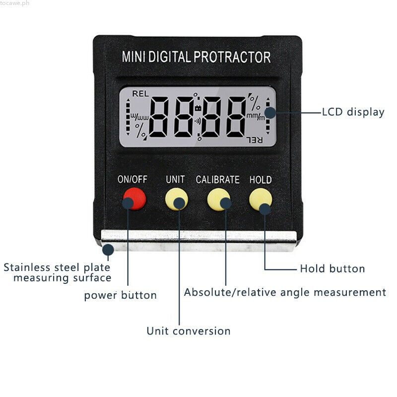 Tocawe Magnetic Digital Inclinometer Level Angle Finder Easy Electronic Bevel Gauge