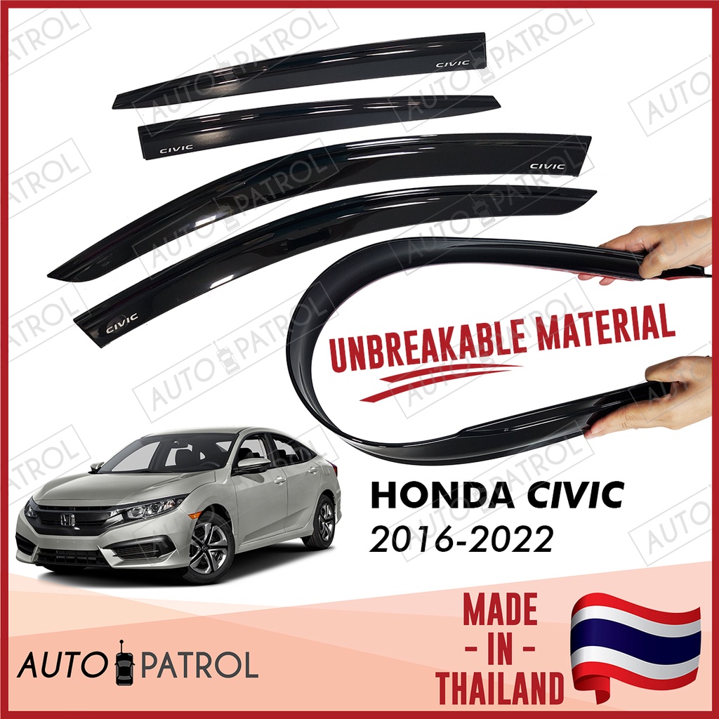 Honda Civic 20162022 Black OEM Unbreakable Type Rain Guard Window