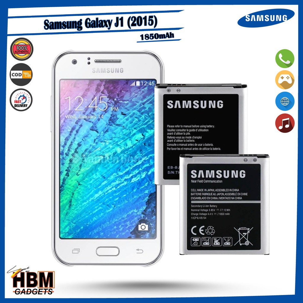 Samsung Galaxy J1 15 Battery Sm J100f Sm J100fn Sm J100h Sm J100h Dd Model Eb Bj100bbe 1850mah Shopee Philippines