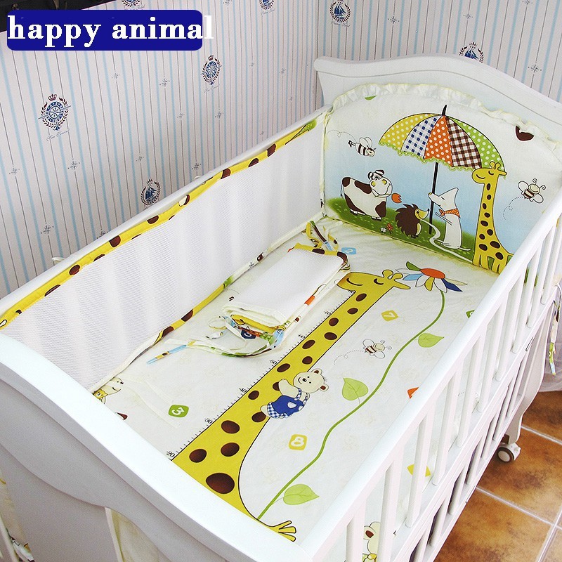 5pc 3d Ventilation Cute Cartoon Cotton Baby Crib Bedding Set