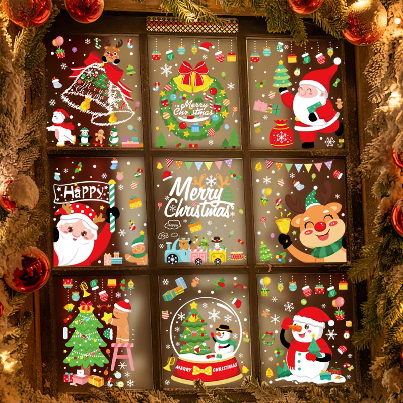 Home Christmas Windows Clings Easy To Remove Window For Glass Decorations 在庫一掃売り切りセール