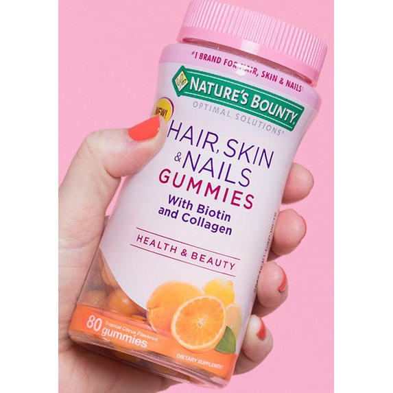 Nature's Bounty Hair Skin & Nails with Biotin & Collagen Gummies Tropical  Citrus, 80pcs | Shopee Philippines