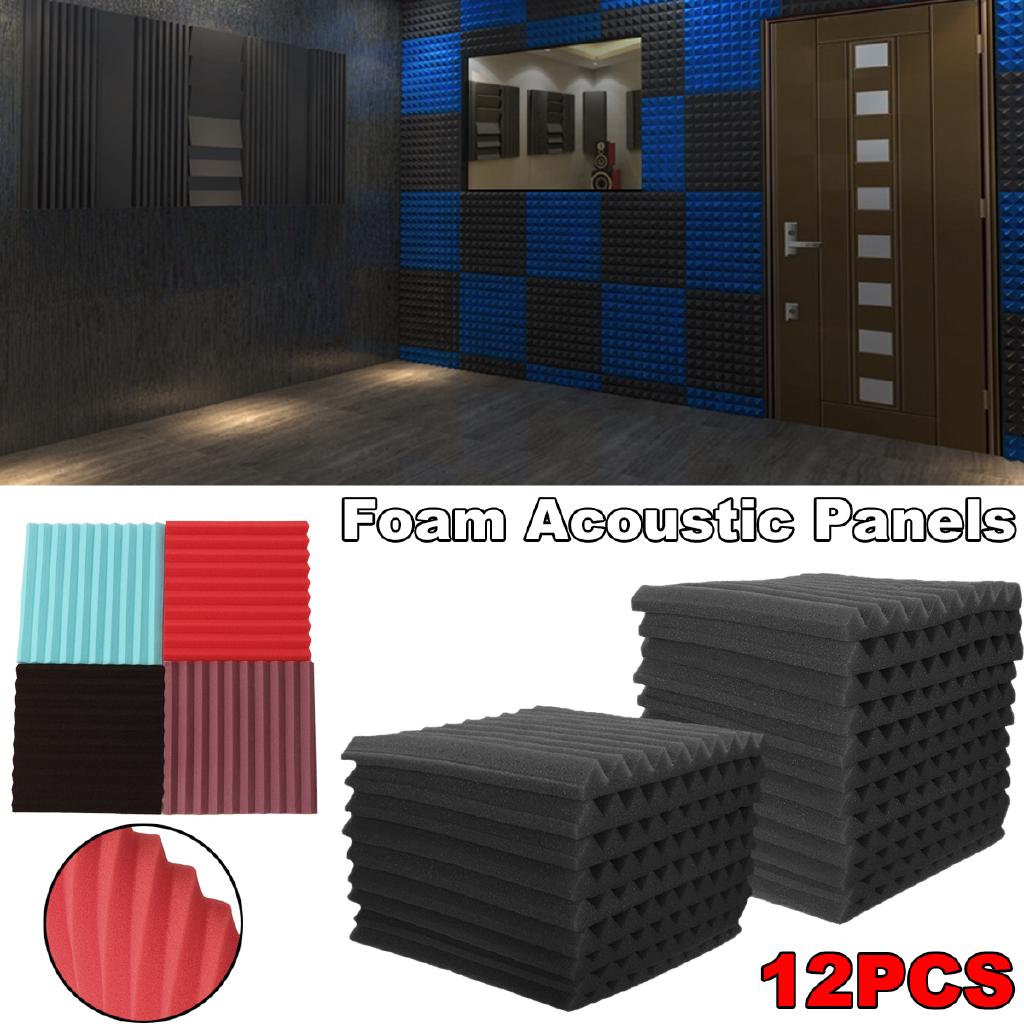12 Pack Acoustic Foam Wall Panel Tiles Soundproofing Pads Studio