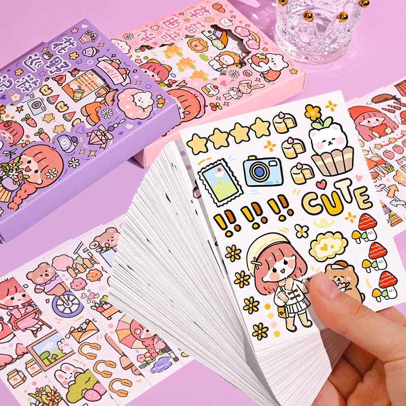 [New Style Ready Stock] 50 sheets Diary Stickers Non-repeating Patterns ...