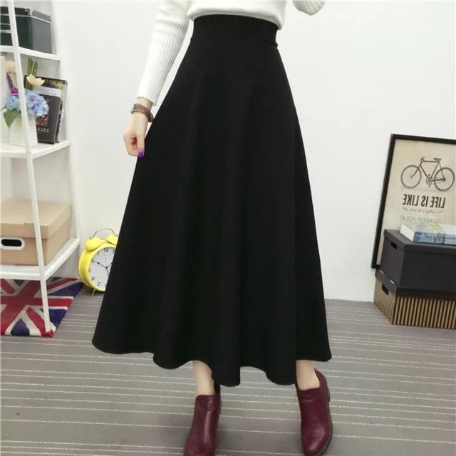 Skirts Maxi Skirt Long Skirt Palda Plain Skater Skirt Casual | Shopee ...