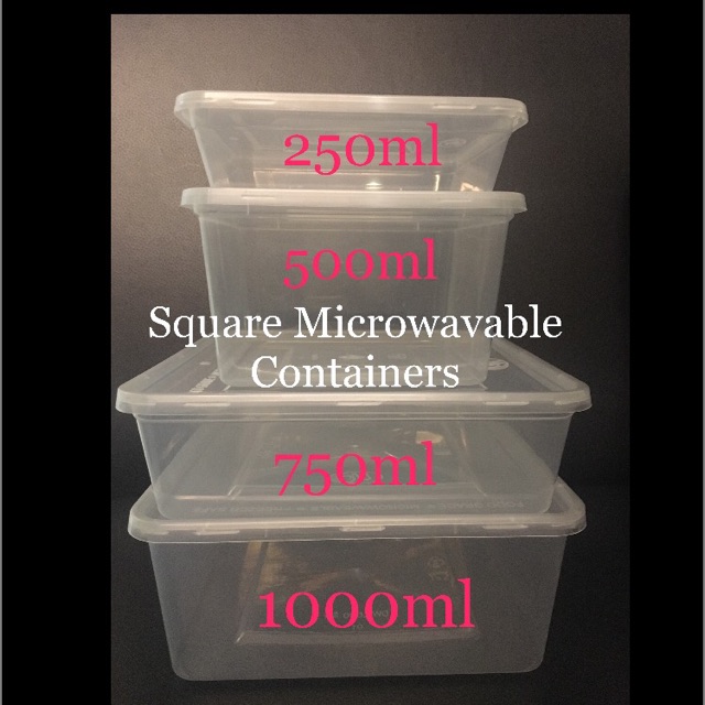 Microwavable Containers Square 250ml 500ml 750ml 1000ml Shopee Philippines