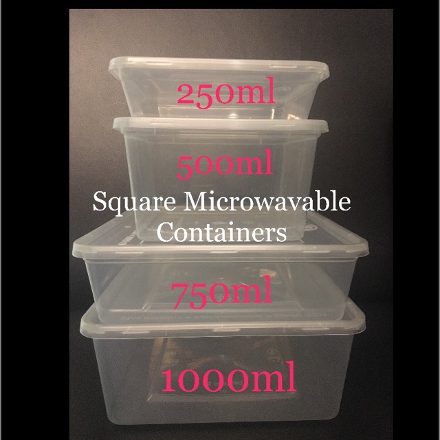 Microwavable Food Containers Square 250ml 500ml 750ml 1000ml Shopee Philippines