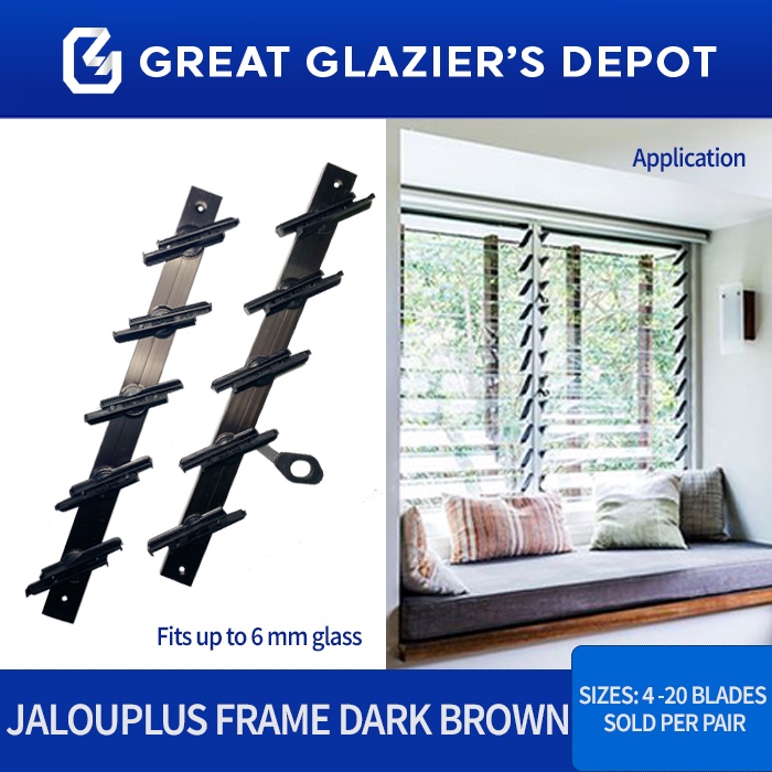 Jalouplus Jalousie Frame 4 Blades 10 Blades for Louver Window 1 Pair