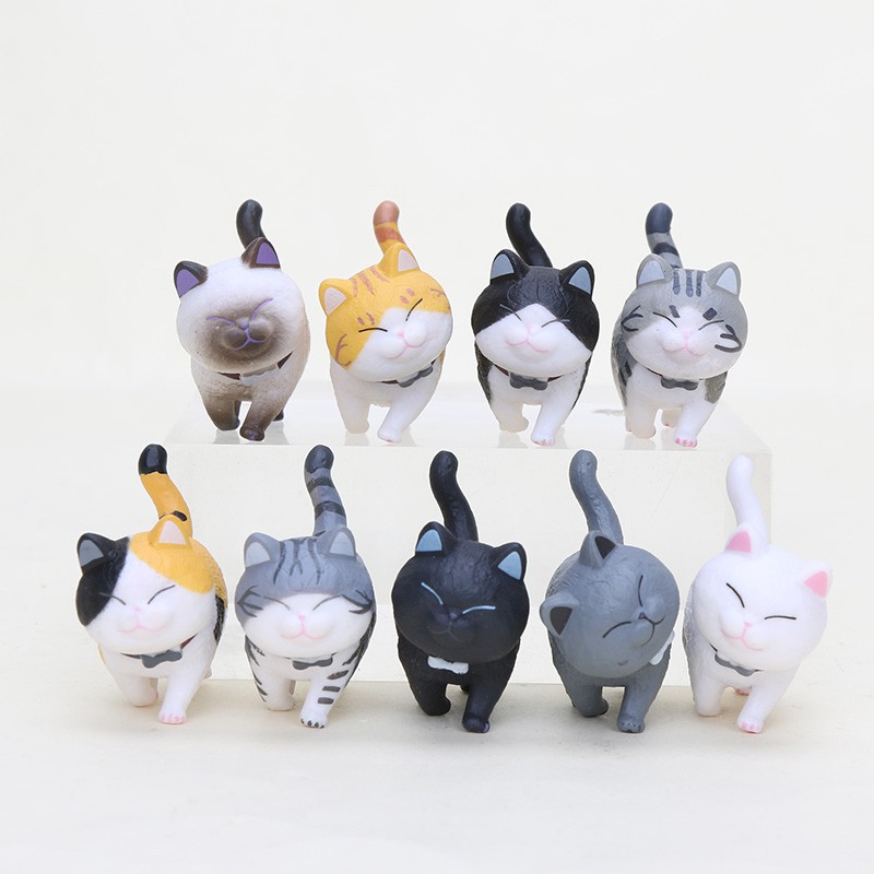 9pcs Set Cartoon Animals Cats Figure Toys Kawaii Cats Cute Neko Pvc 