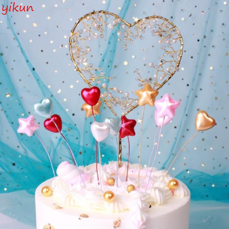 10pcs Pearl Color Cupcake Decorating Small Balloon Love Star Happy Birthday Cake Topper Shopee Philippines