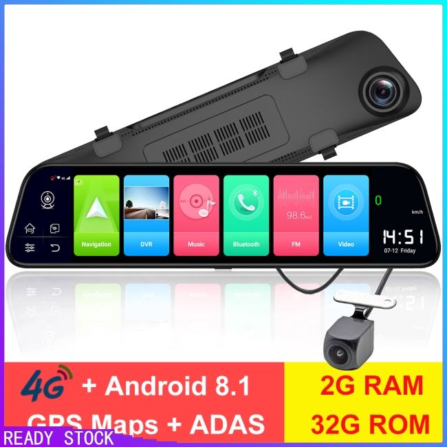 Pg Cod 12 Inch Rearview Mirror 4g Android 8 1 Camera 2g Ram 32g Rom Gps Navigation Car Video Recorder Adas Wifi Night Vision Shopee Philippines