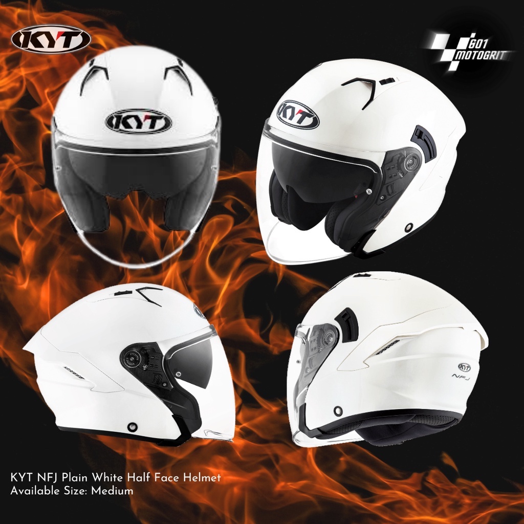 KYT NFJ Plain White Open/ Half Face Helmet Shopee Philippines