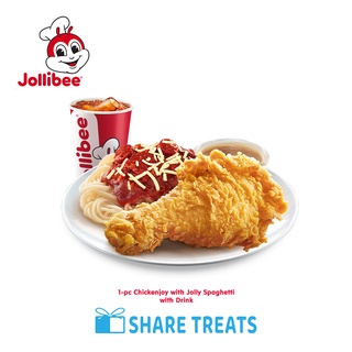 Jollibee 1-pc Chickenjoy with Jolly Spaghetti & Drink (SMS eVoucher)