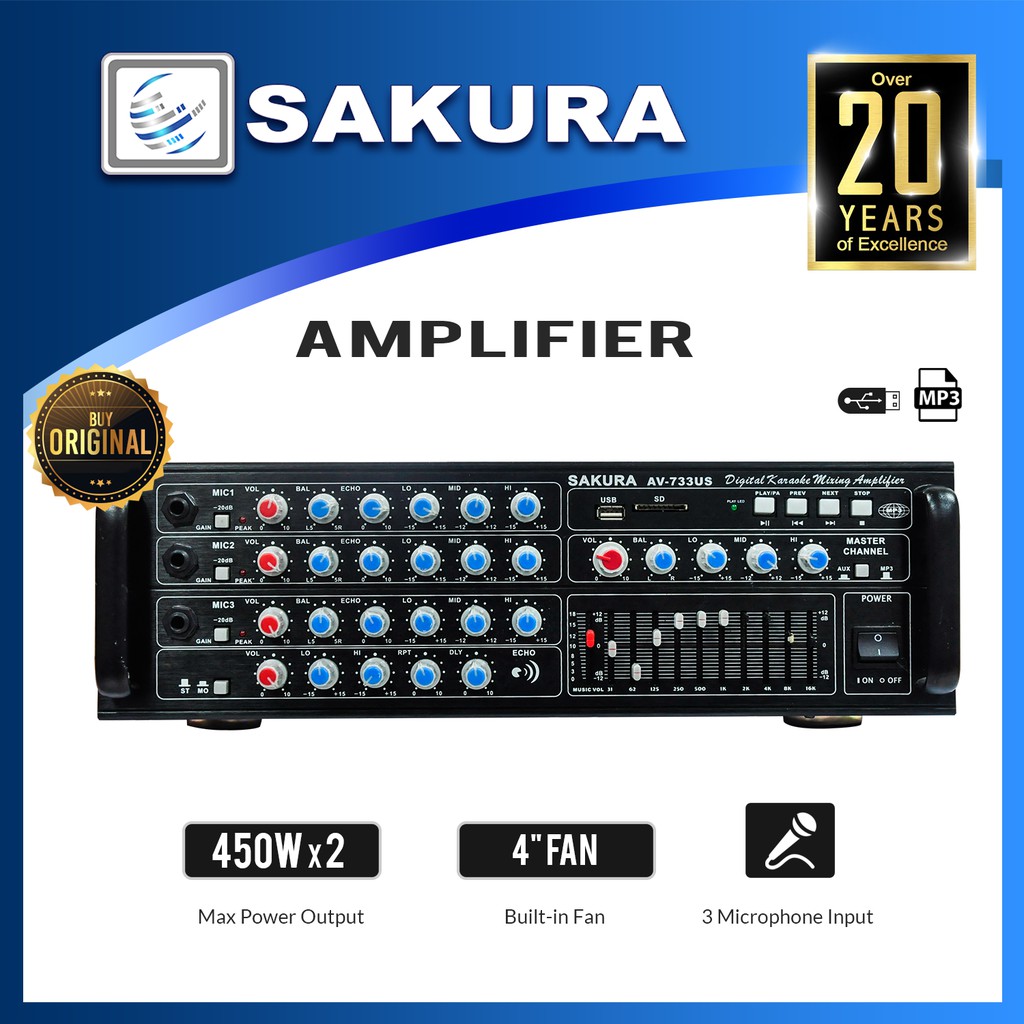 Sakura AV733US Professional Karaoke 450W Amplifier Shopee Philippines