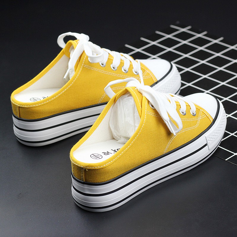 platform canvas slip on shoes