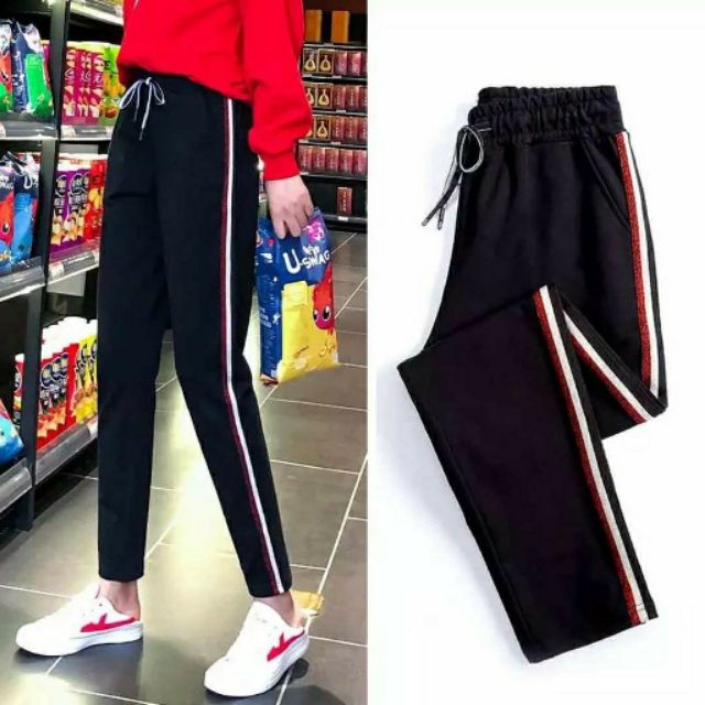 pants with red line on the side