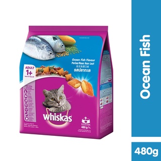 (hot sale)WHISKAS Dry Cat Food – Cat Food in Ocean Fish Flavor, 480g. Pet Food for Adult Cats
