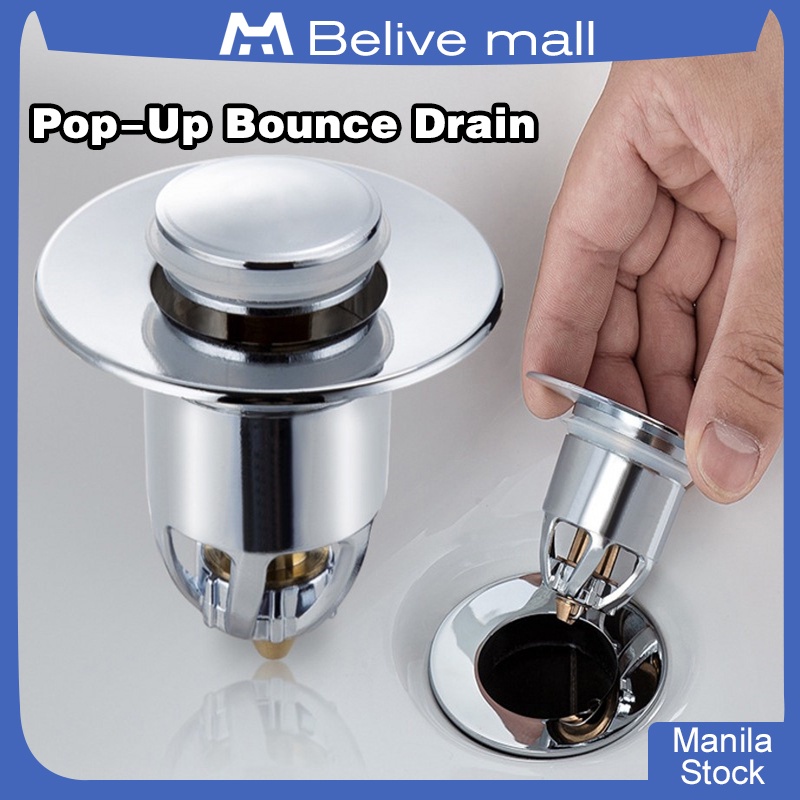 Sink Drain Filter Stainless Steel Press Type Leaking Plug Bounce Core