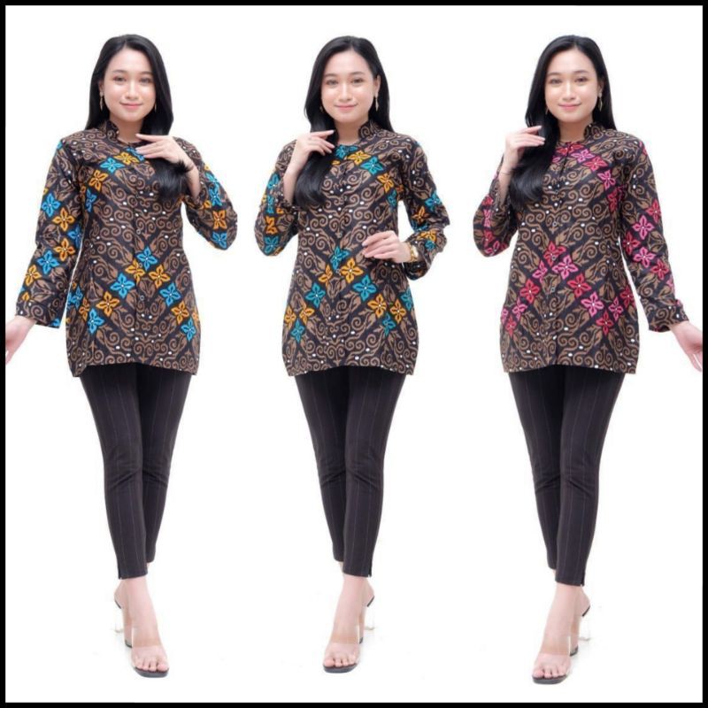 Blouse Bluse Batik Ziggy Zigzag Flower Insights Original Batik Aksara ...