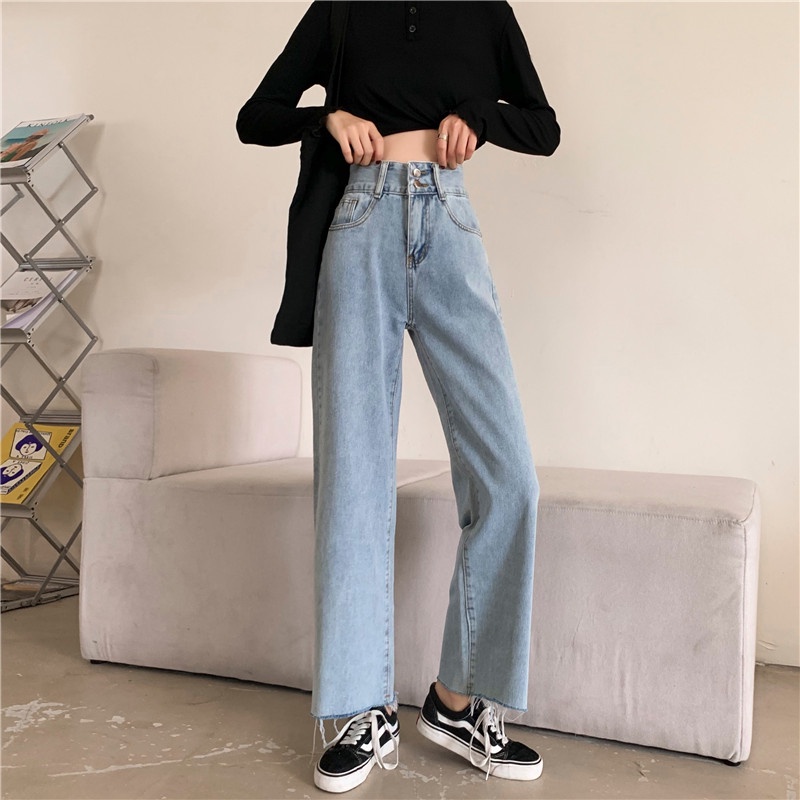 xiaozhainv Korean style fashion high waist jeans women loose thin ...