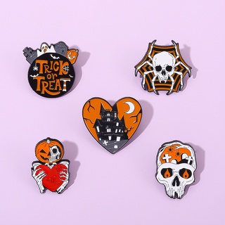 Hot Sale Free Shipping Halloween Pumpkin Skull Brooch Men Women Cute Japanese Metal Badge Pin Accessories Cartoon Ba #2