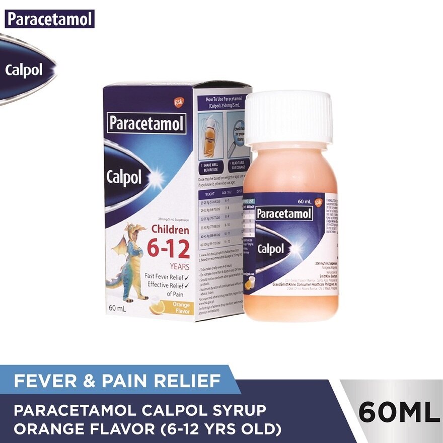 CALPOL Paracetamol Orange Flavor 612 years old 60ml Shopee Philippines