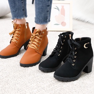 J&B H09 Best Selling Boots Heel Korean Style Leather (Heel:2.5 Inches, Add 1 Size) 2 colors