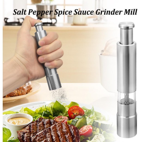 1Pc Portable Stainless Steel Manual Grinder Salt Pepper Mill Thumb Push Spice Grain Grinding Miller