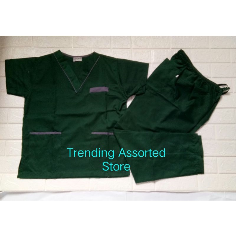 Scrub Suit Set Emerald Green Piping With Cargo Pants Type SET Lhacos ...
