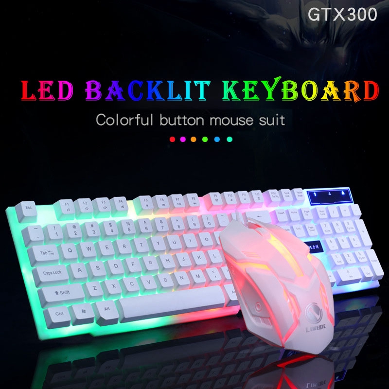 【COD】Keyboard set 104 keys Rainbow Gaming USB Wired Keyboard colorful