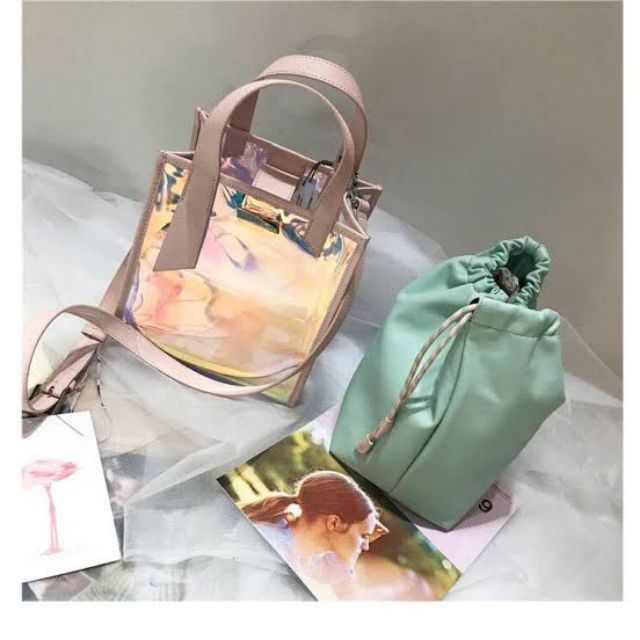charles keith holographic bag