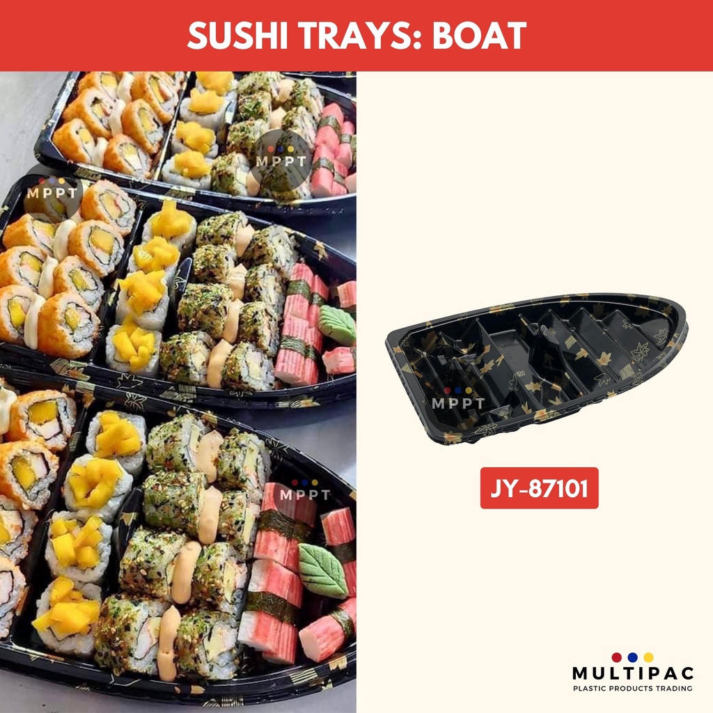 [10 PCS] - Small Sushi Boat Tray with Divider - JY-87101