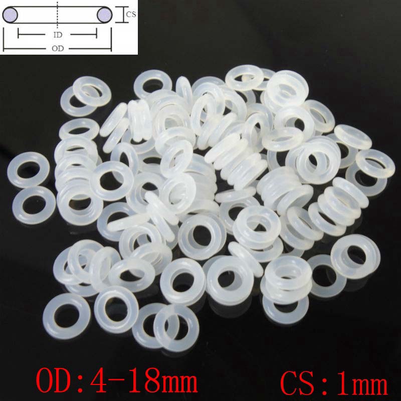 1mm White Food Grade Silicone HIGH TEMP Gasket Washers O-Ring Seal OD=5~40mm 