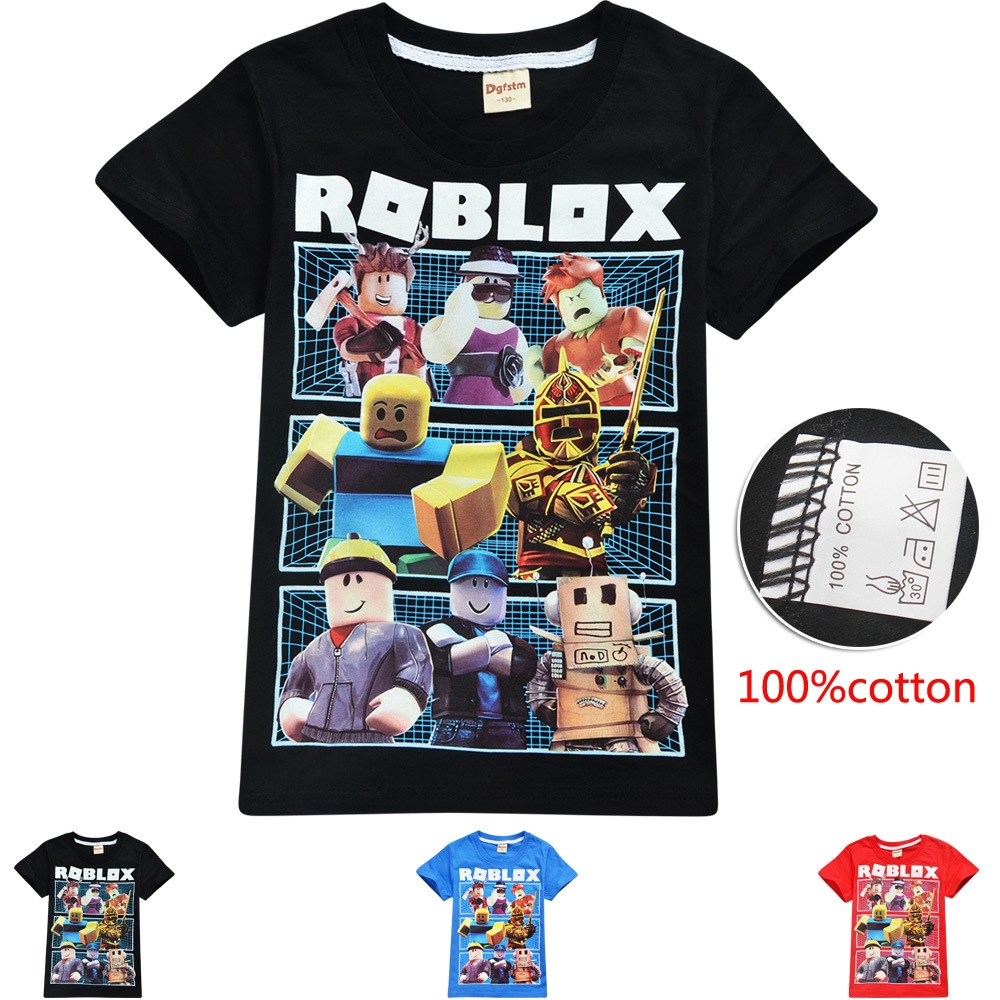 Summer Clothing Roblox Cartoon Children Boys Tops T Shirt Shopee - stripped guess t shirt roblox