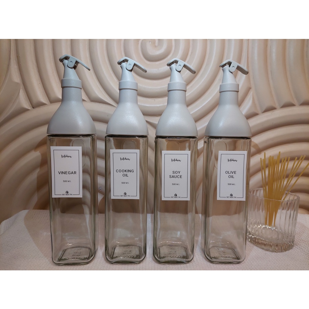 Nordic 500ML Square Oil Condiment Seasoning Glass Bottle Soy Sauce