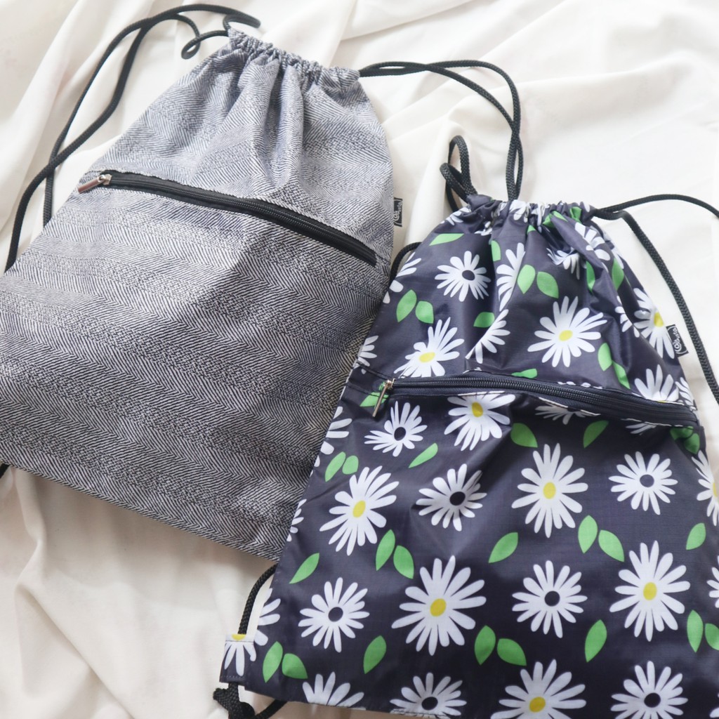 Black and White Print Drawstring bag Shopee Philippines