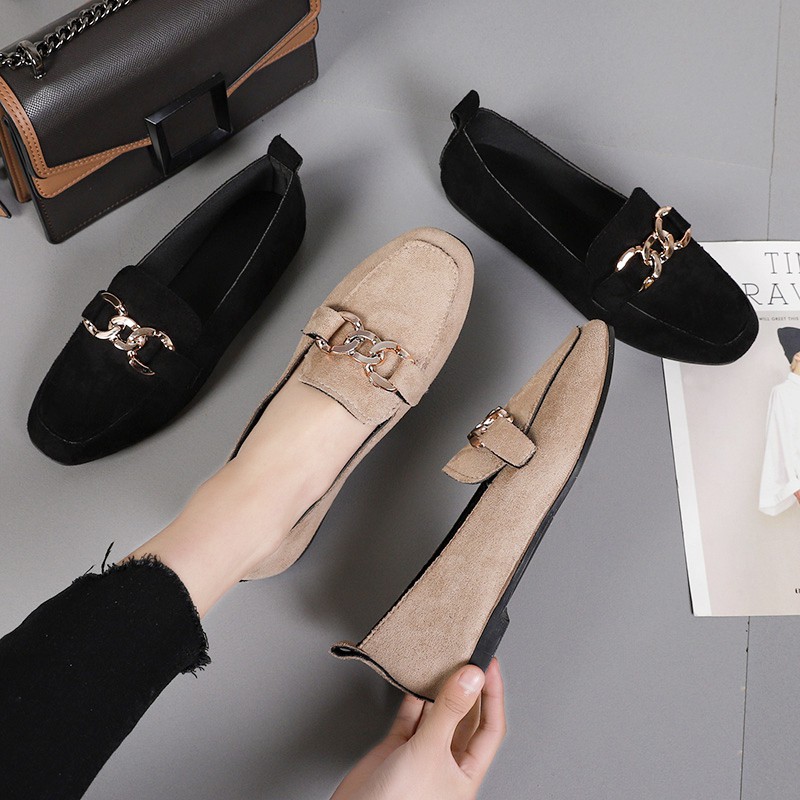 korean fashion casual suede square toe 