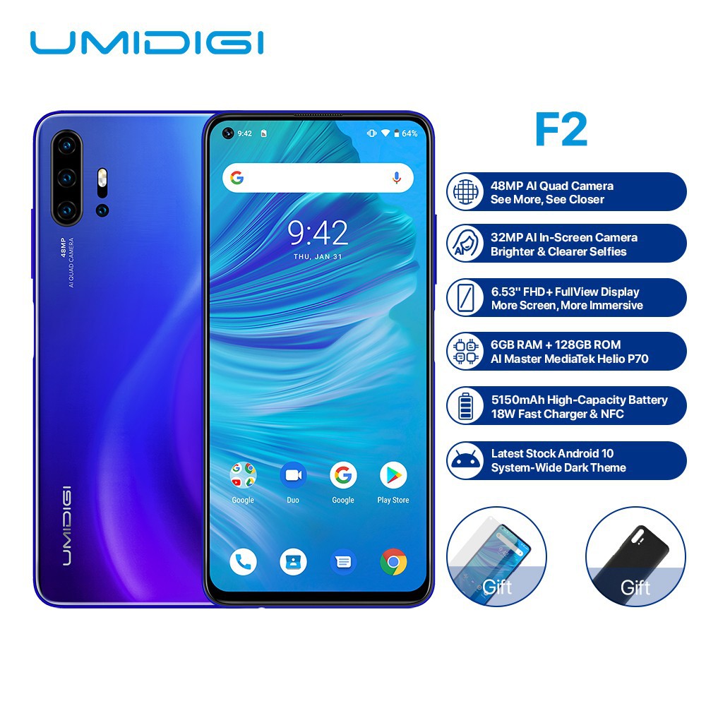 Umidigi F2 Android 10 Smartphone 6 53 Fhd 6gb 128gb 48mp Ai Quad Camera 5150mah Nfc Global Version Shopee Philippines