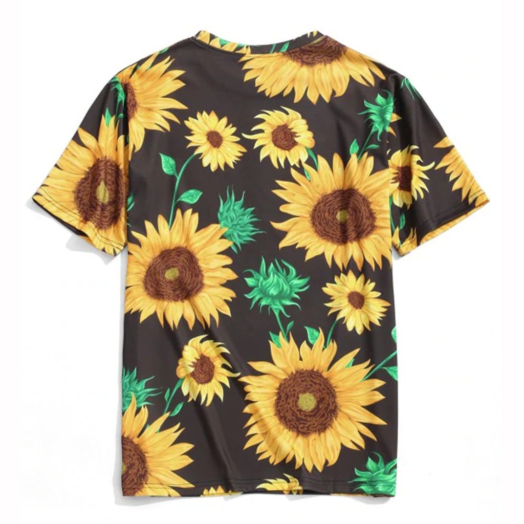 Print Sunflower Shirt,JKioleg Plus Size Classic Fit Short Sleeved Crew T-Shirt Blouse Tops