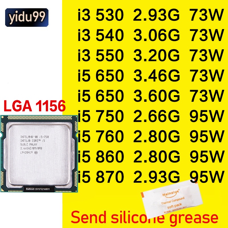Intel Core i3 530 540 550 i5 650 660 i5 750 760 i7 860 870 quadcore
