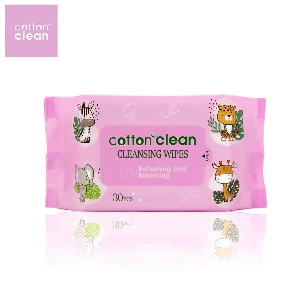 Cotton Clean Makeup Remover 30 Sheets Wet Wipes for Face Hypoallergenic