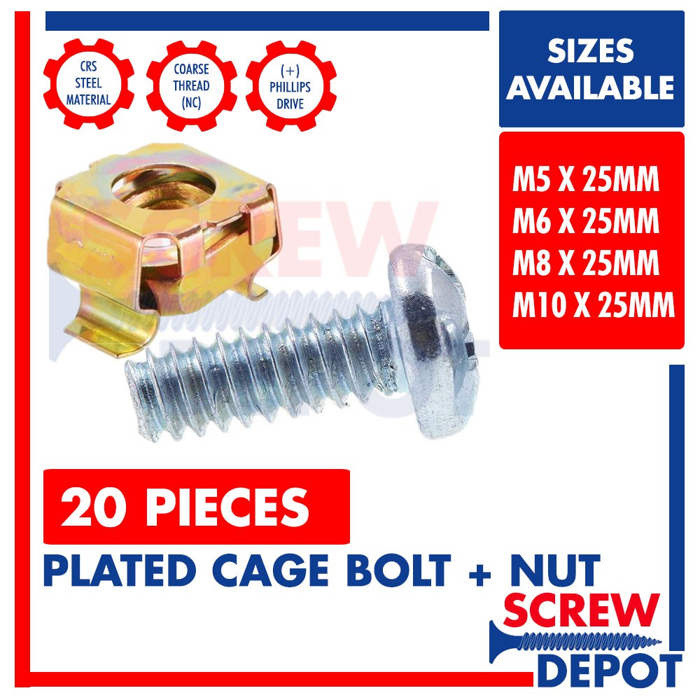 20PCS M5 M6 M8 M10 Cage Bolt and Nut / Server Rack Screw / Computer
