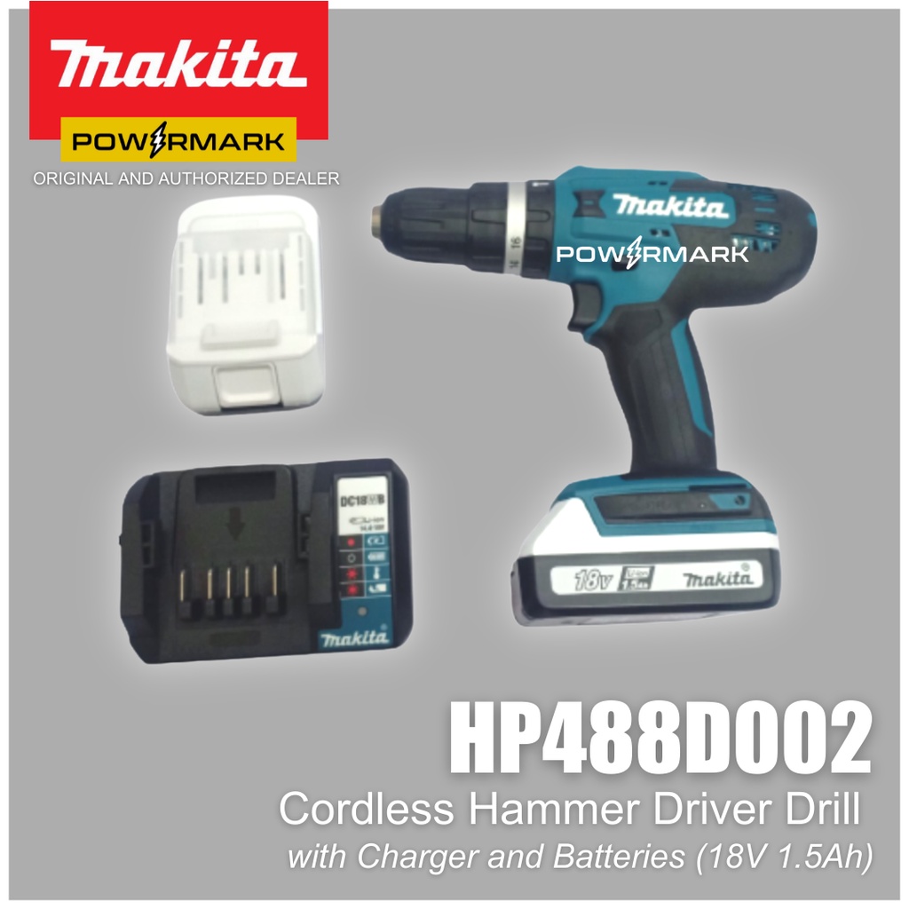 MAKITA HP488D002 Cordless Hammer Driver Drill with Charger and
