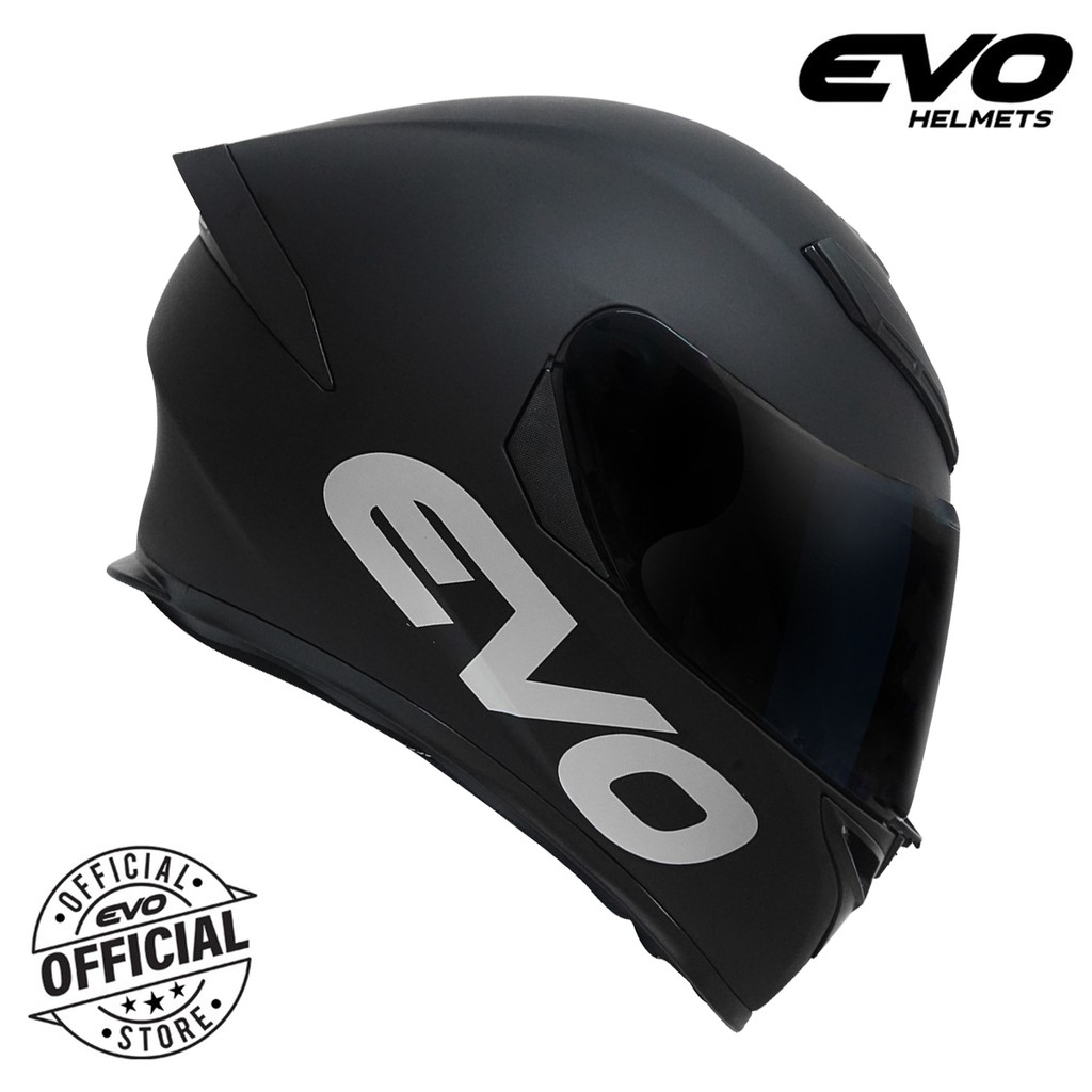 EVO GSX 3000 V2 Plain Matte Black Full Face Dual Visor Helmet with Free ...