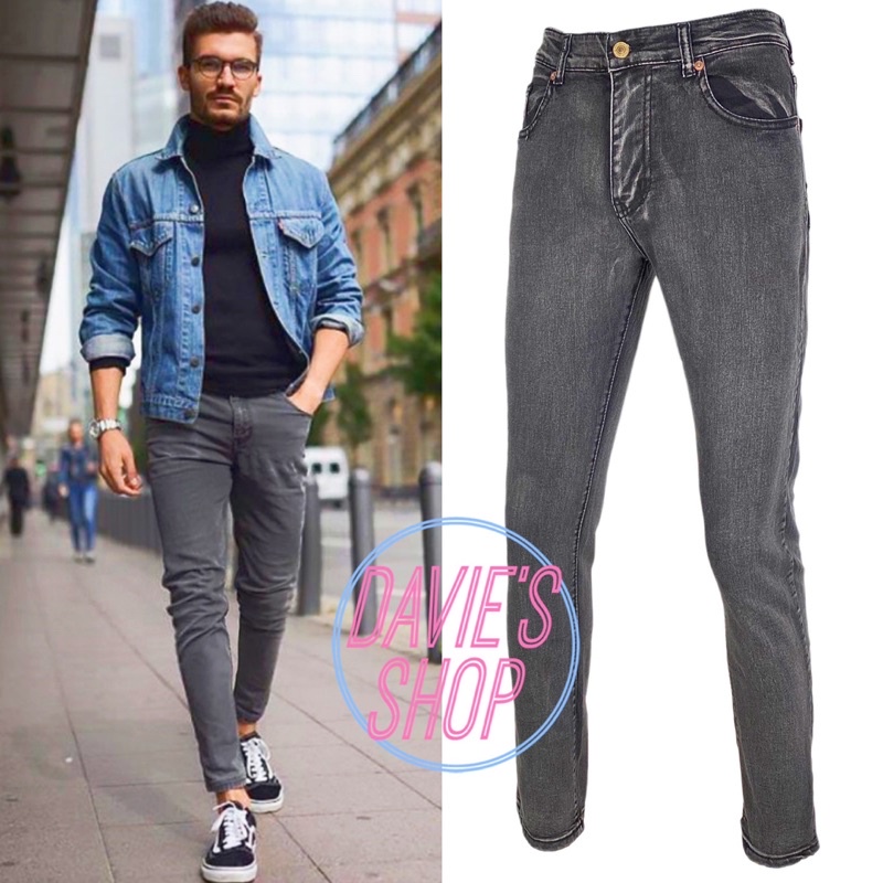 Men's Grey Denim Jeans Stretchable Maong Pants for Men Korean Style Skinny  Jeans | Shopee Philippines