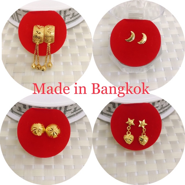 [BY]18k Bangkok gold Earrings/with box Shopee Philippines