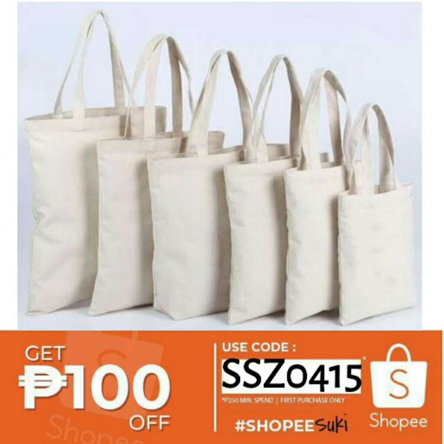 Canvas Plain Tote Bags (Ecobag) (Katsa) Shopee Philippines