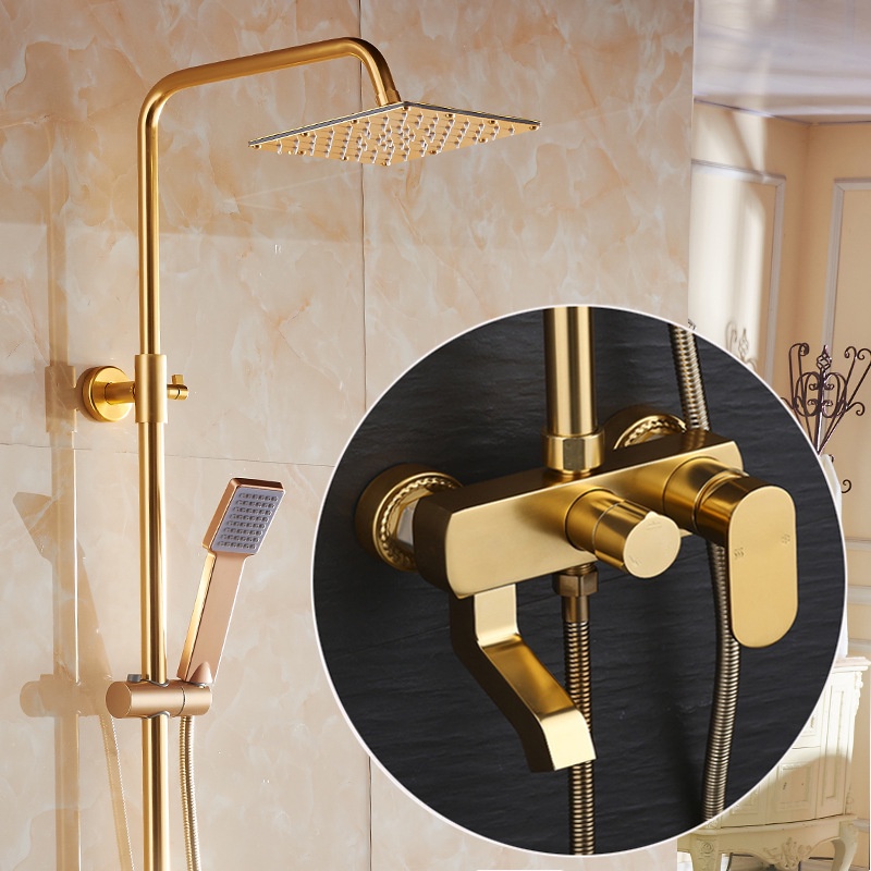 Space aluminum gold bath shower faucet set vintage golden bathroom ...